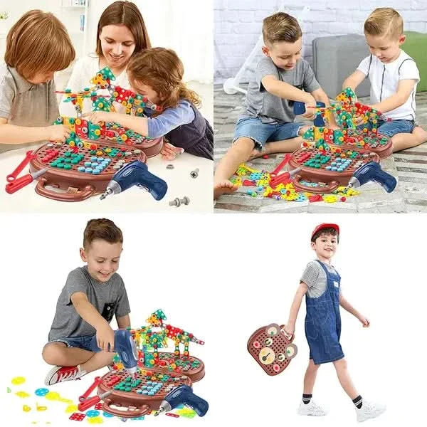 Kids Construction Toy with Electric Drill – 204 Pieces Creative Building Set