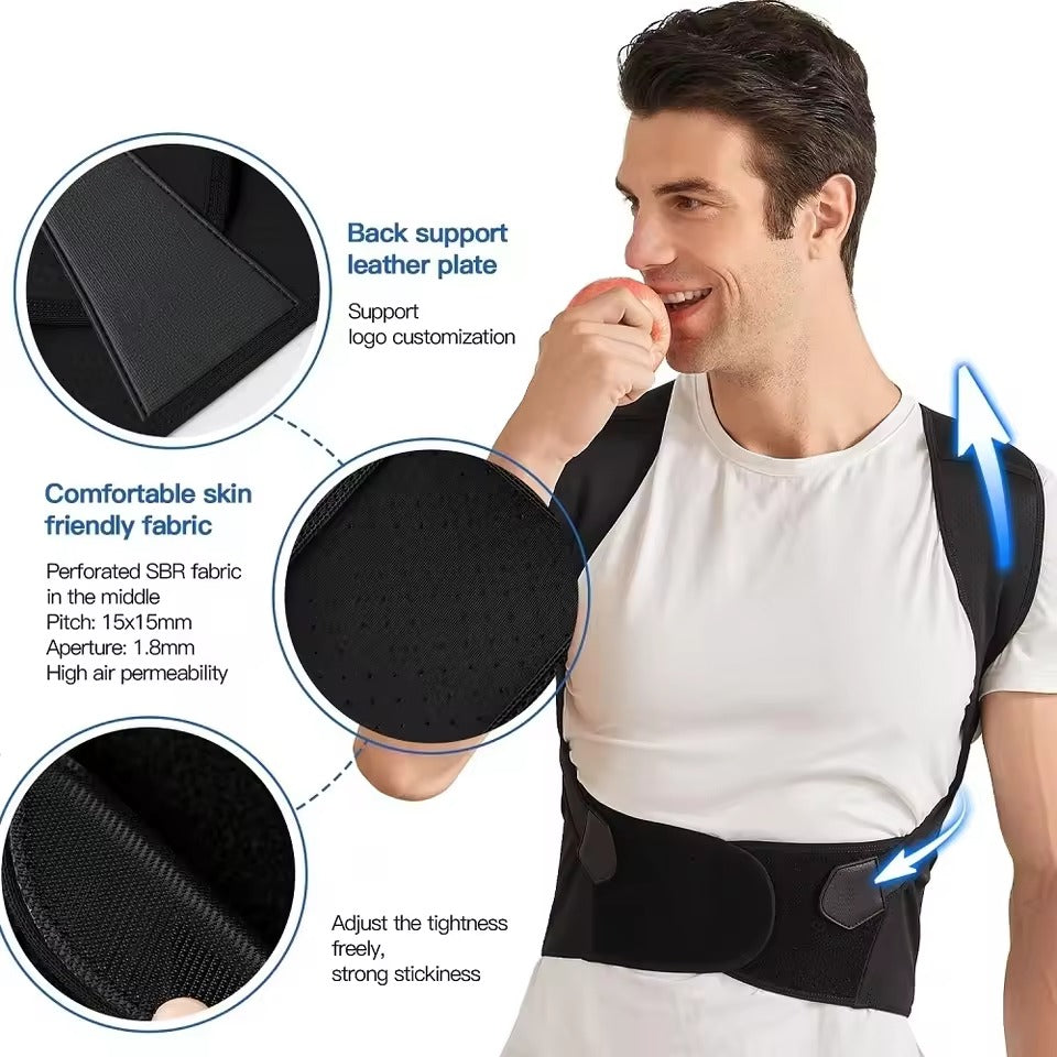 Adjustable Back Support Brace with Breathable Mesh for Upright Posture