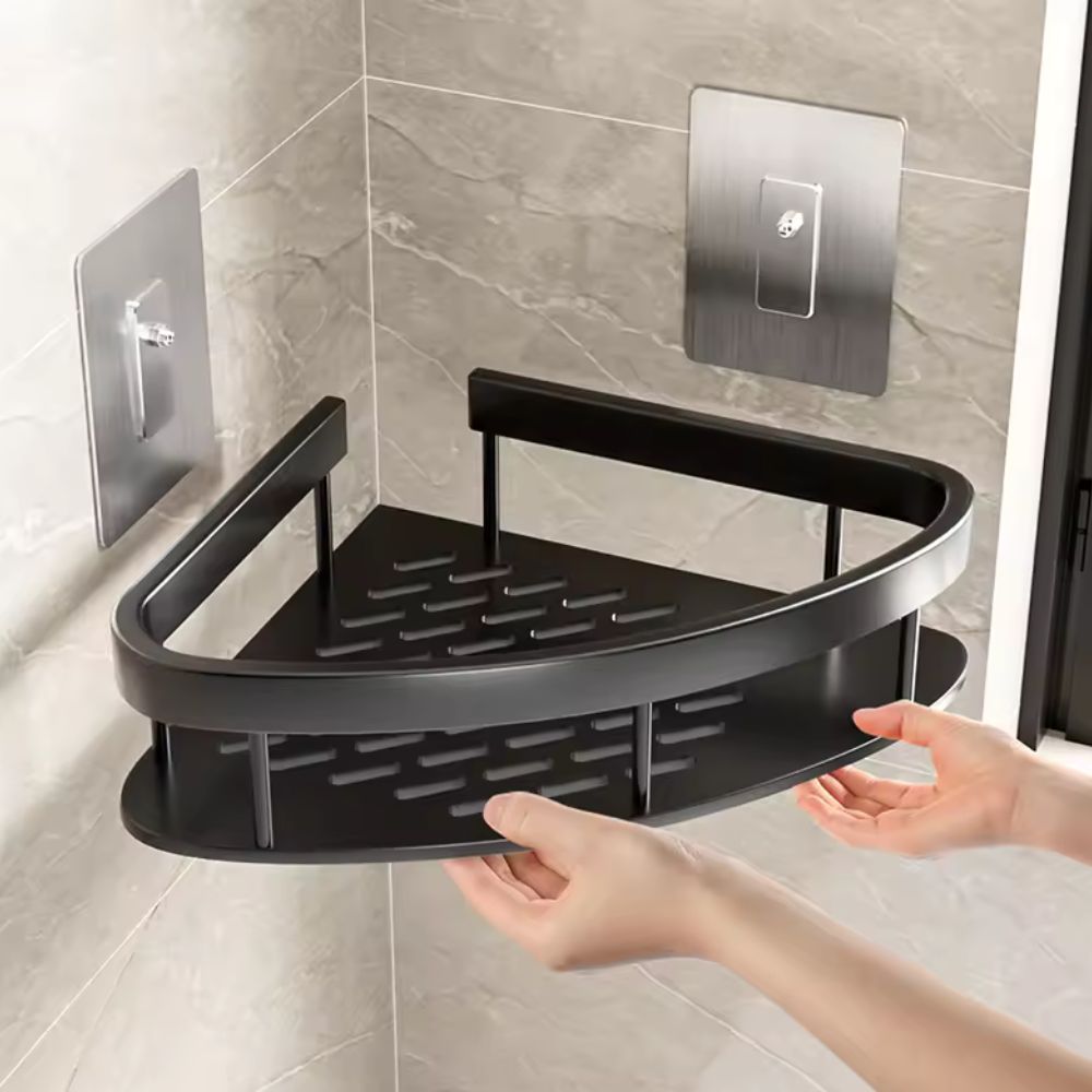 Shower Corner Shelf Without Drilling – Self-Adhesive Shower Caddy Aluminum