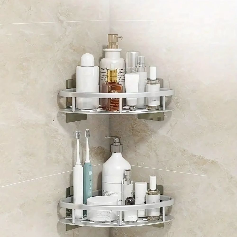 Shower Corner Shelf Without Drilling – Self-Adhesive Shower Caddy Aluminum
