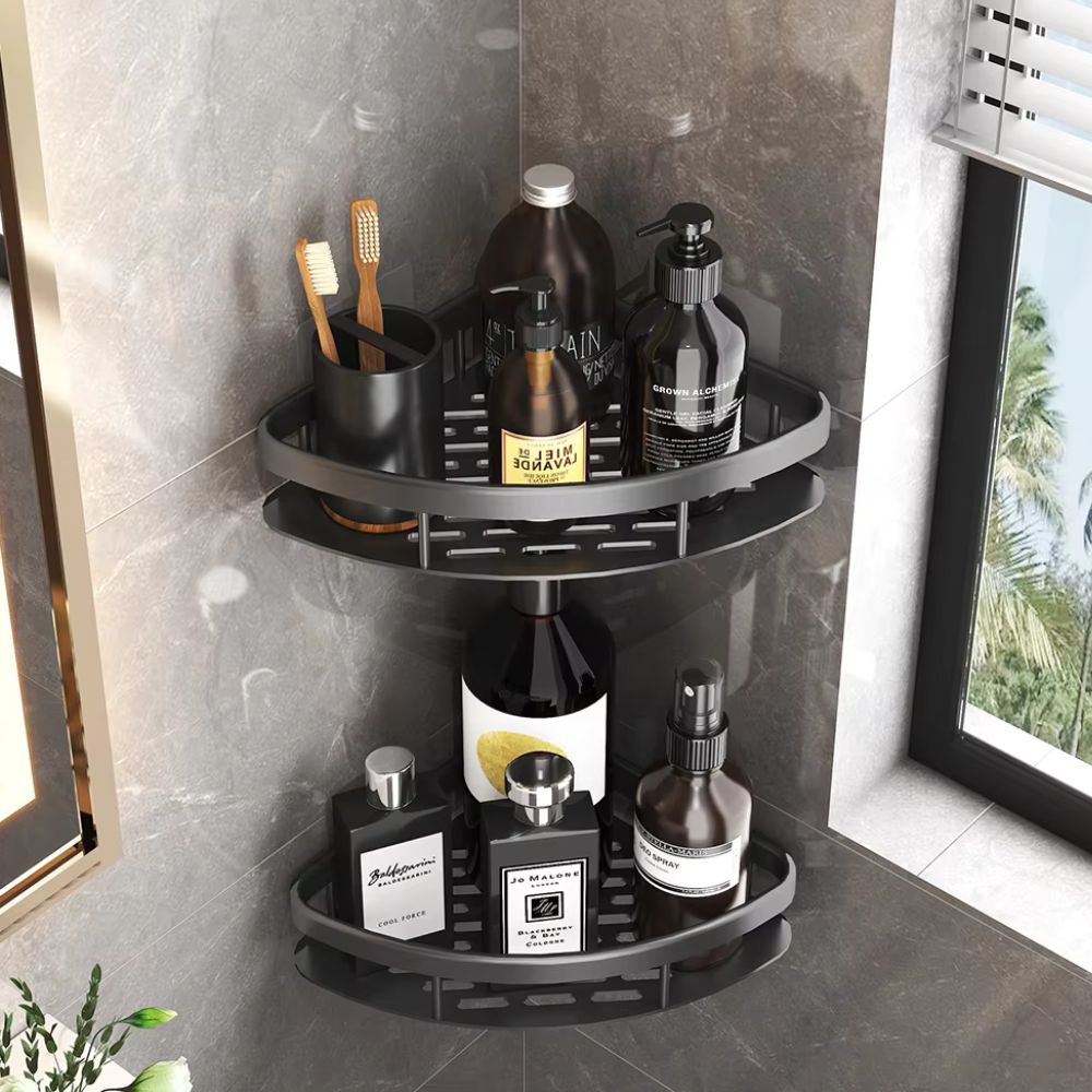 Shower Corner Shelf Without Drilling – Self-Adhesive Shower Caddy Aluminum