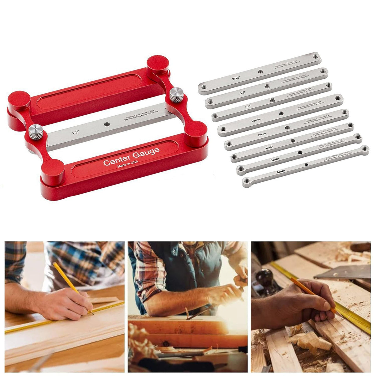 Centering Marking Tool for Woodworking Joints – Stainless Steel