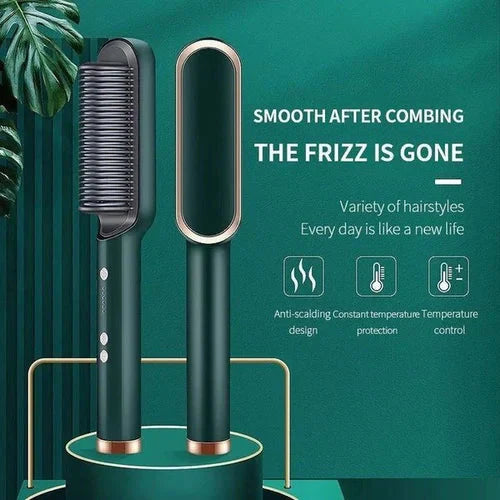Heated Hair Straightening Brush Comb with Ionic Anti-Scald Technology