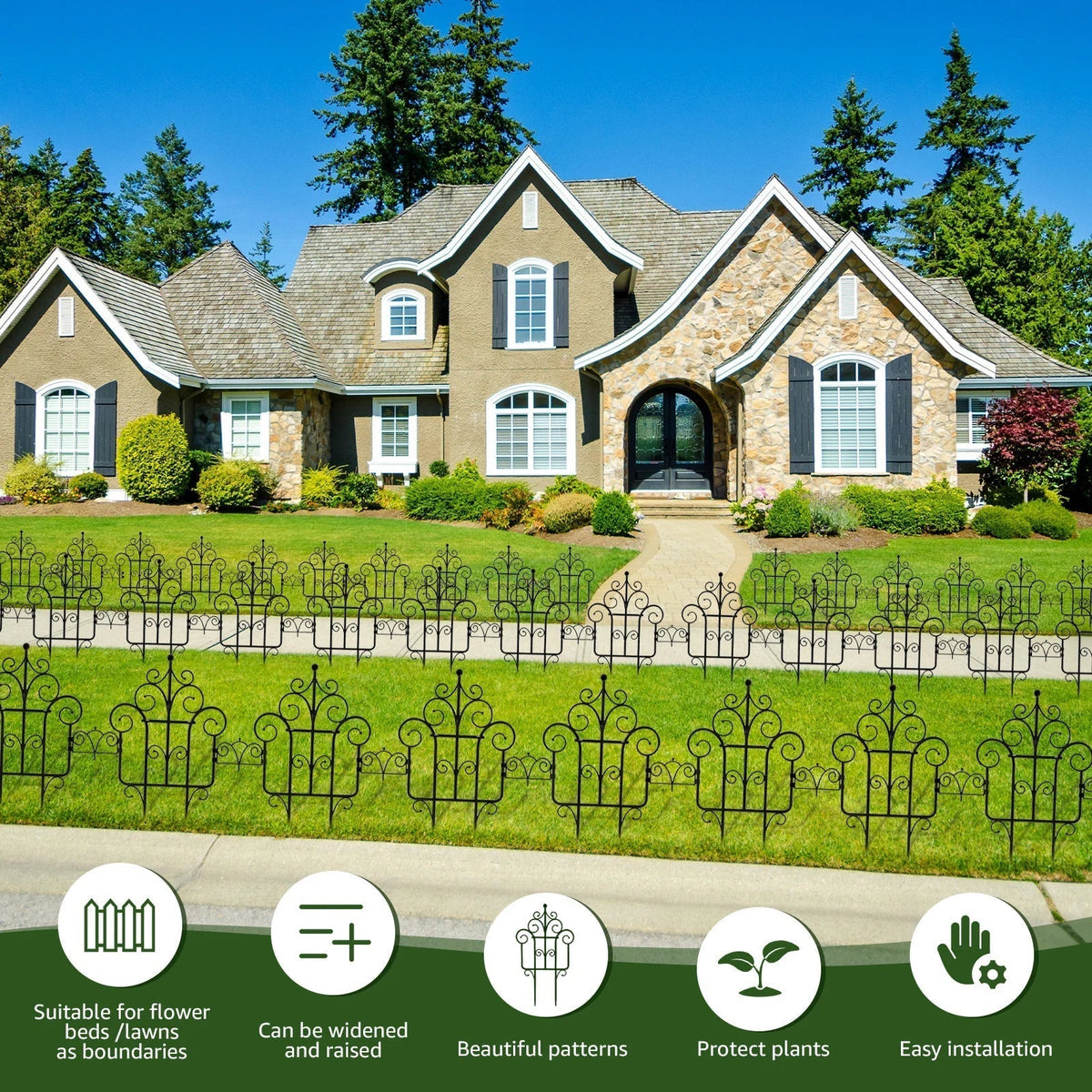Flexible Garden Border Edging Set – 10-Piece Plastic Lawn & Bed Fence