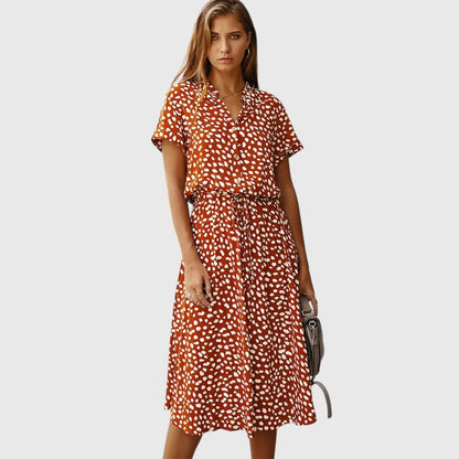 Printed Button-Front Midi Dress
