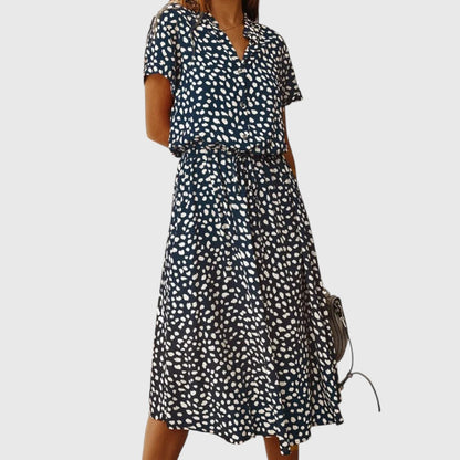 Printed Button-Front Midi Dress