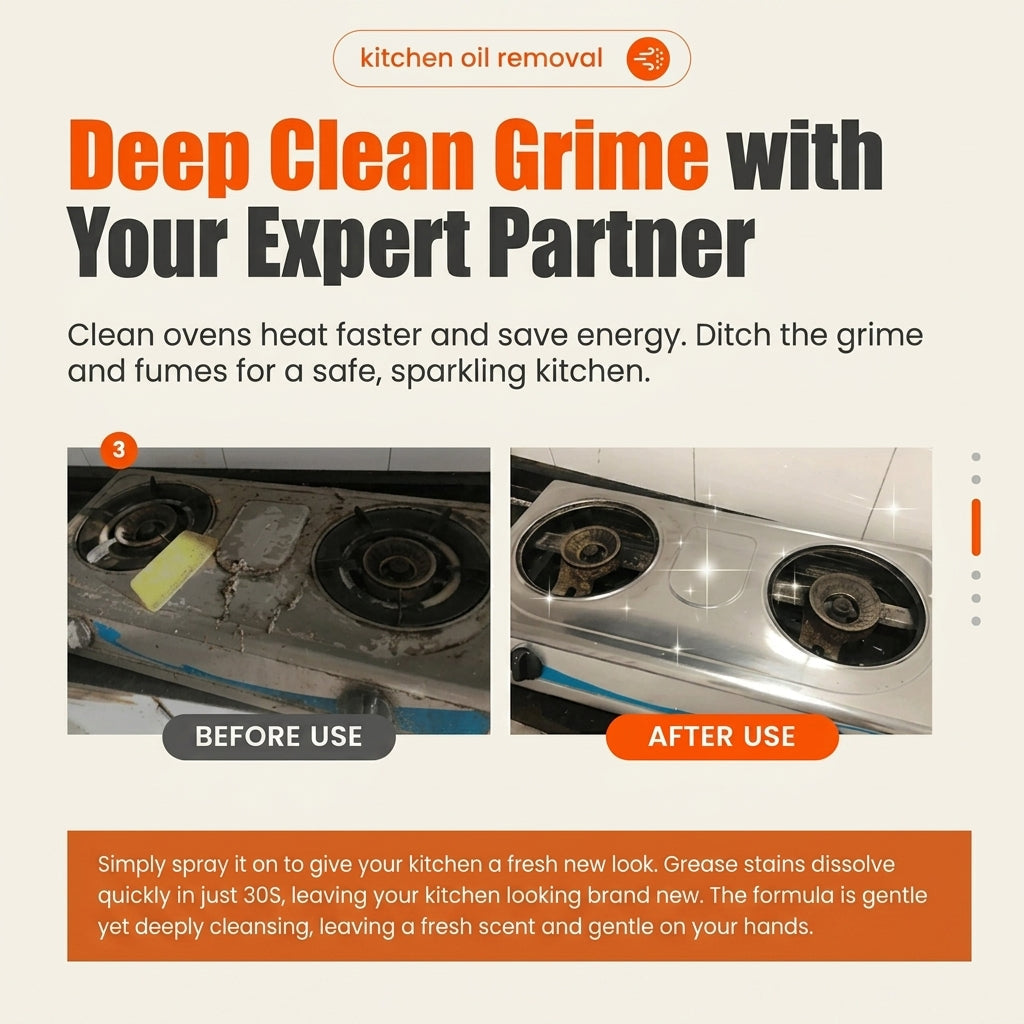 Heavy-Duty Oven & Kitchen Grease Cleaner Spray for Burnt-On Grime