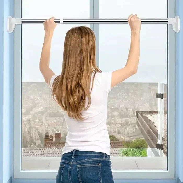 Adjustable Tension Curtain Rod – No Drill Stainless Steel Clamp Rod
