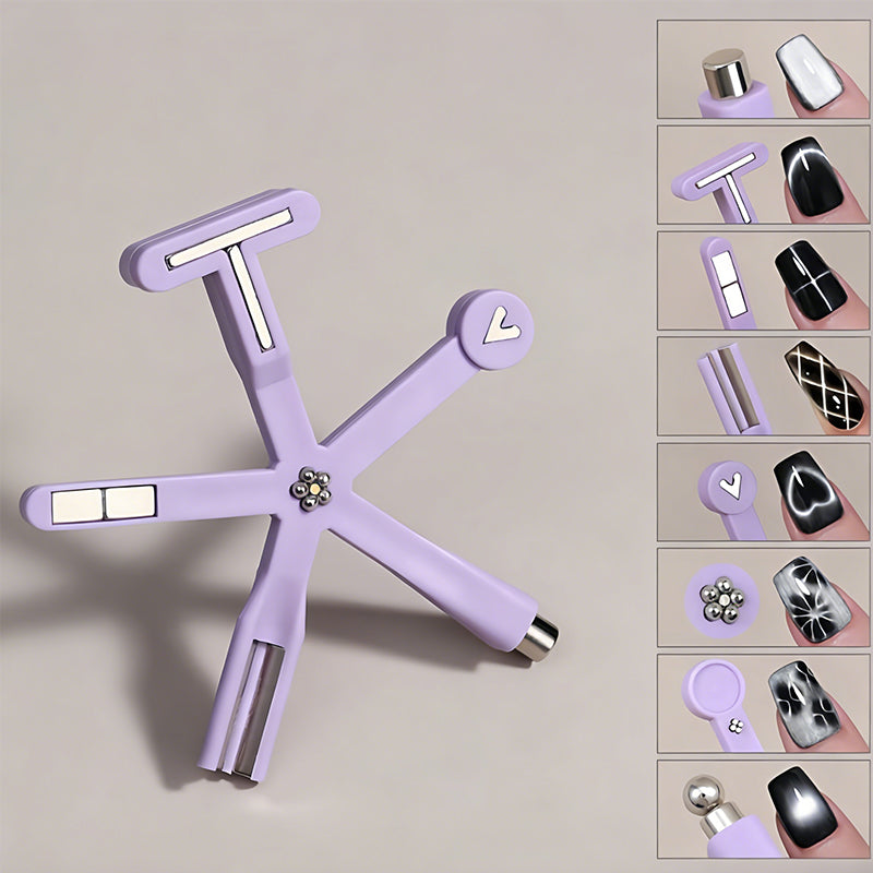Magnetic Cat-Eye Nail Art Tool with 8 Interchangeable Heads