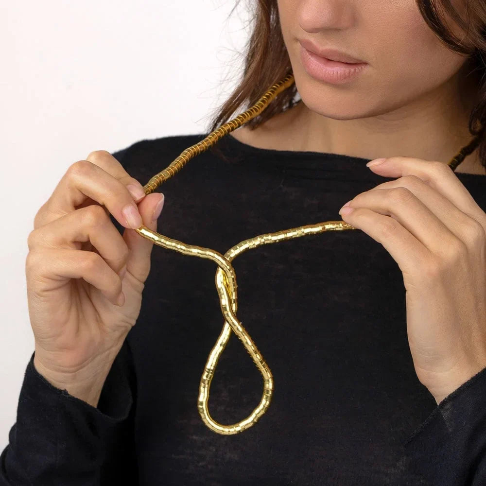 Flexible Snake Chain Necklace – Transformable Choker, Bracelet & Hair Accessory