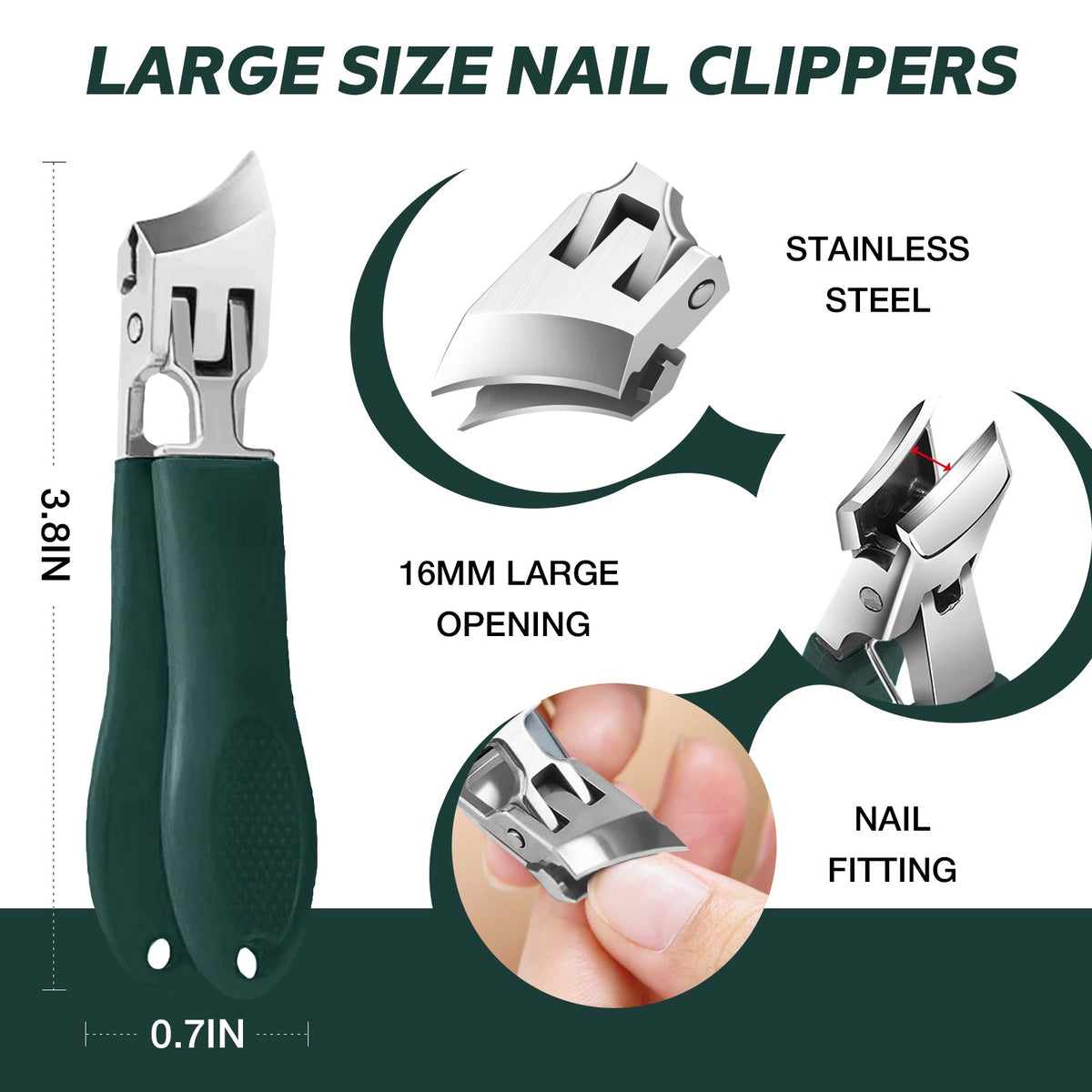 Stainless Steel Angled Nail Clipper Set with Splash Guard