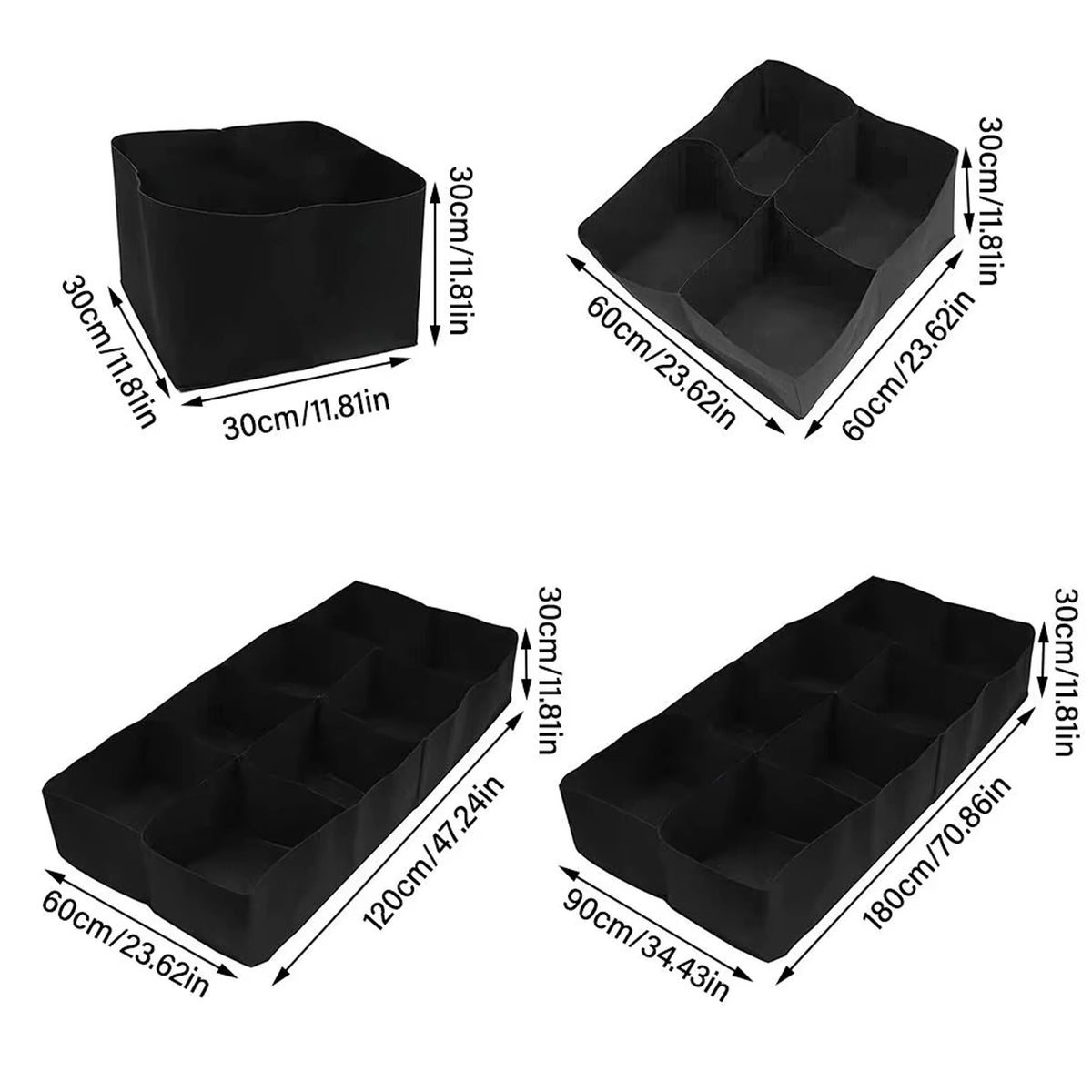 Multi-Pocket Fabric Raised Bed Planter for Herbs and Vegetables