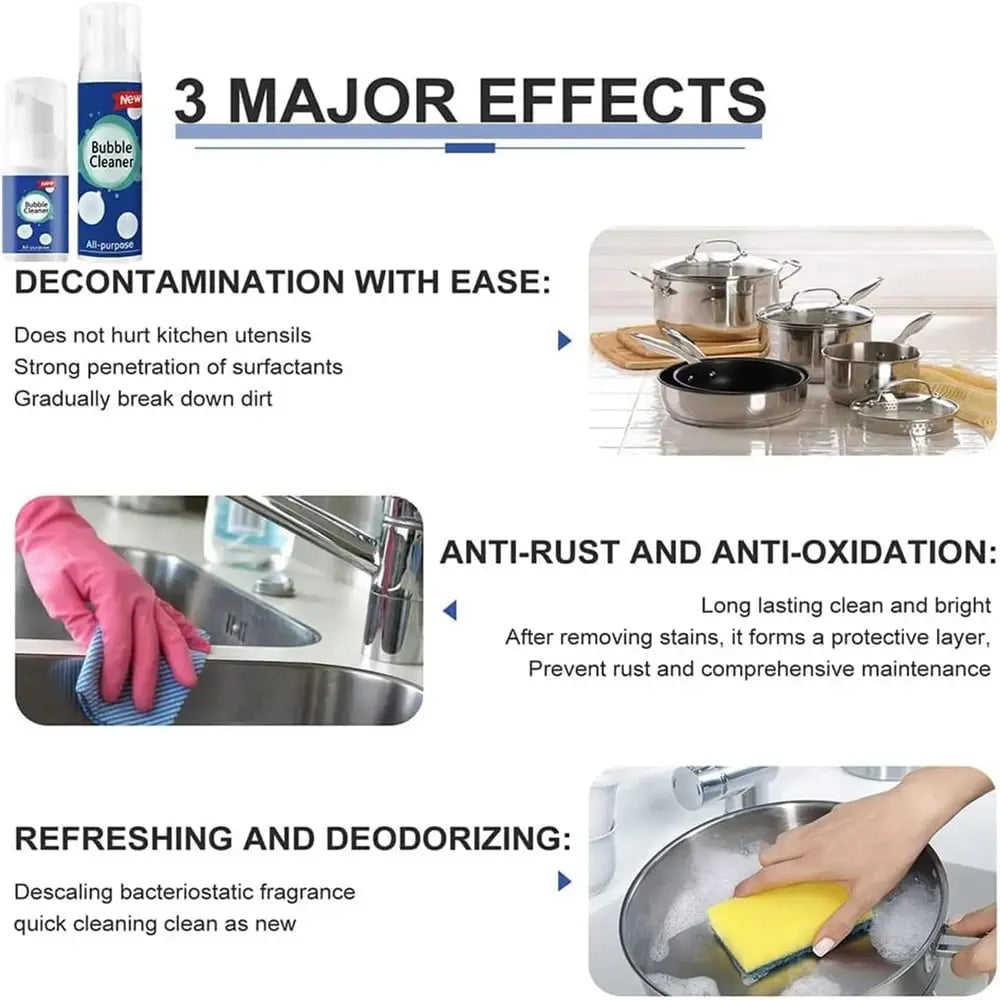 Foam Grease Cleaner Spray for Kitchen & Bathroom Surfaces