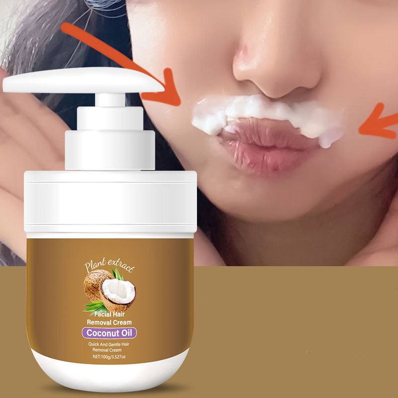 Facial Hair Removal Cream with Coconut Oil & Aloe Vera for Sensitive Skin