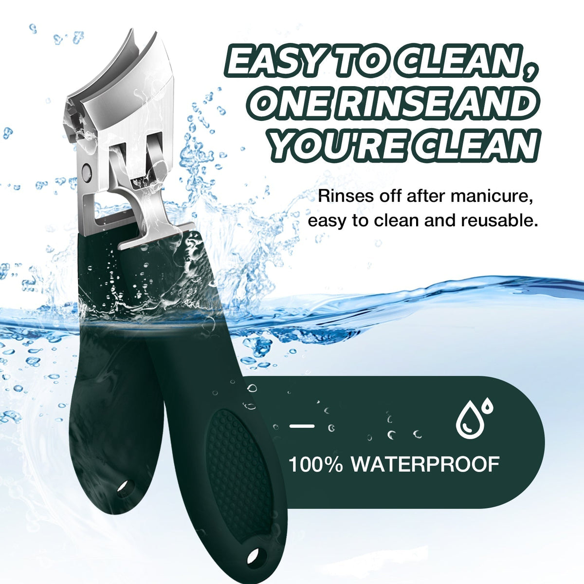 Stainless Steel Angled Nail Clipper Set with Splash Guard