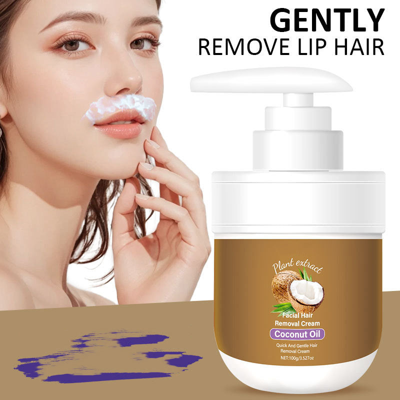 Facial Hair Removal Cream with Coconut Oil & Aloe Vera for Sensitive Skin