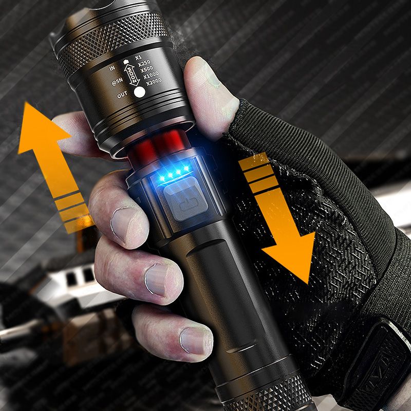 Ultra Bright 7500 Lumen Tactical LED Flashlight with USB-C Charging