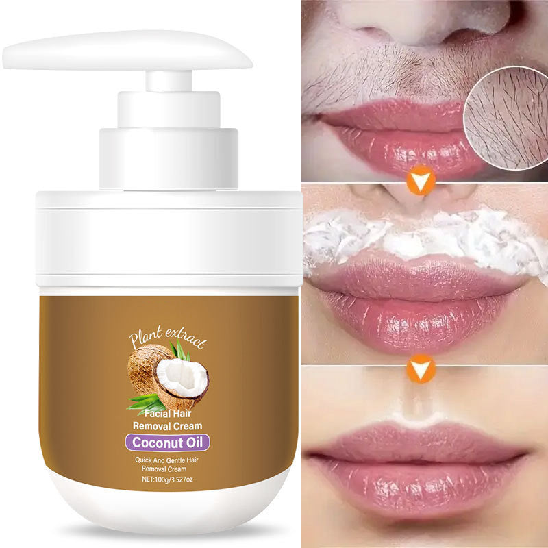 Facial Hair Removal Cream with Coconut Oil & Aloe Vera for Sensitive Skin