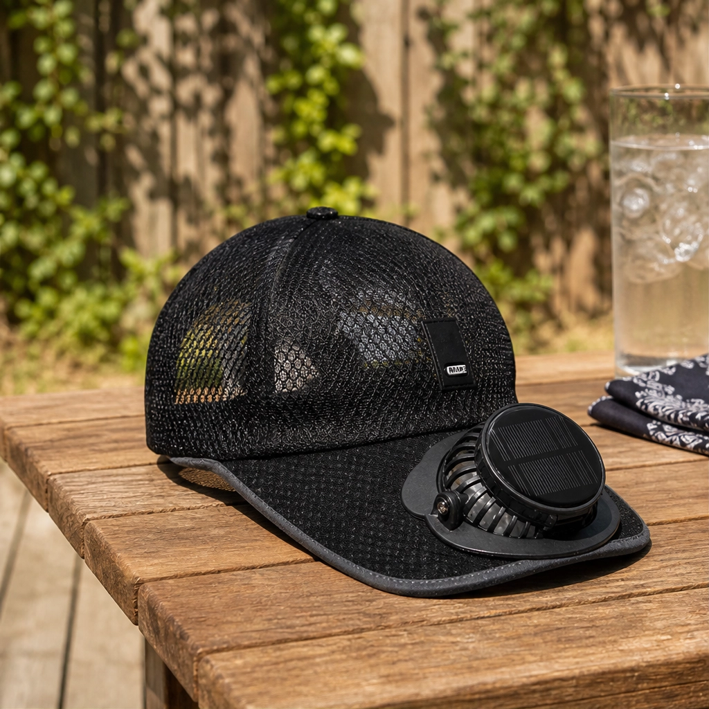 Solar Fan Hat with UPF50+ UV Protection & Rechargeable Battery
