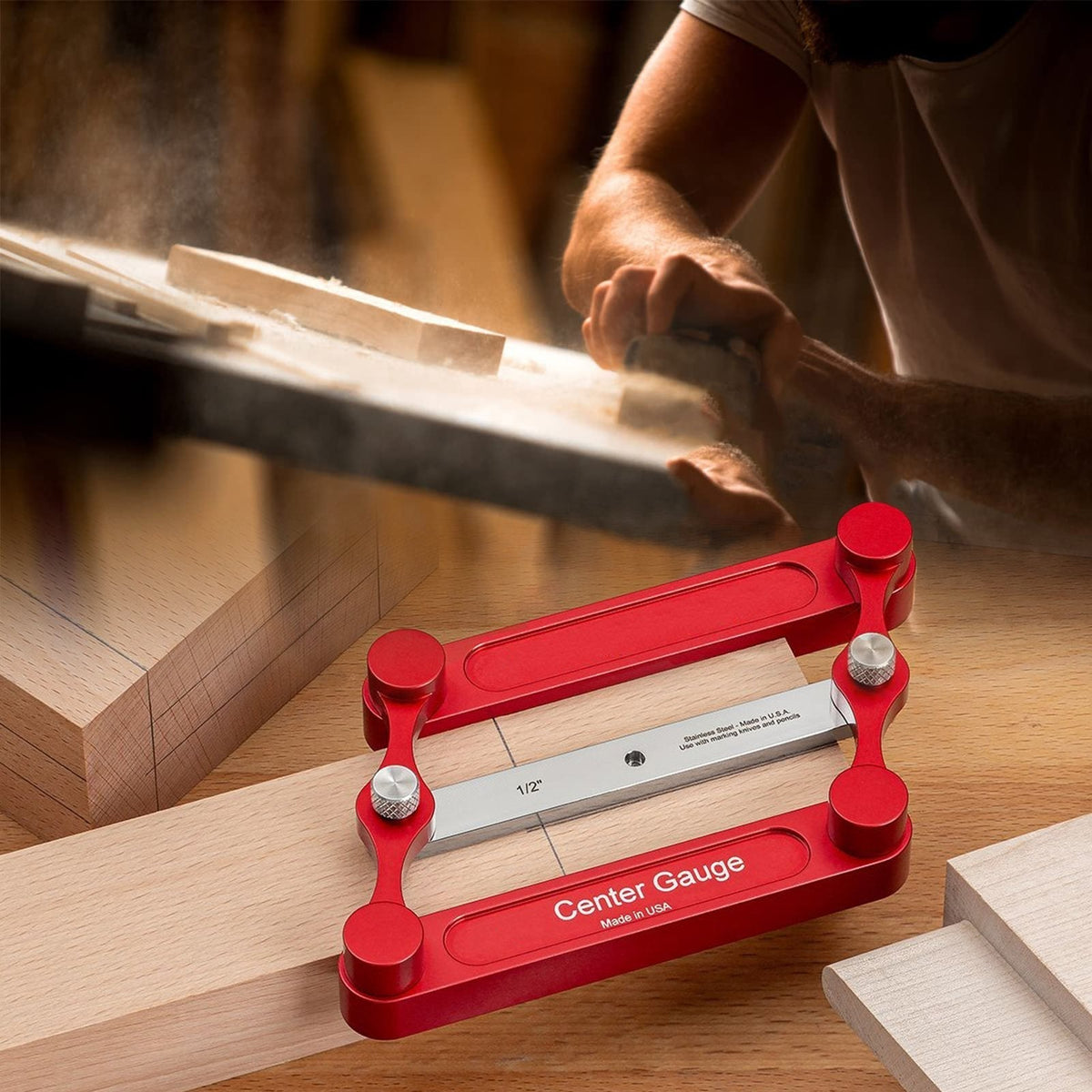 Centering Marking Tool for Woodworking Joints – Stainless Steel