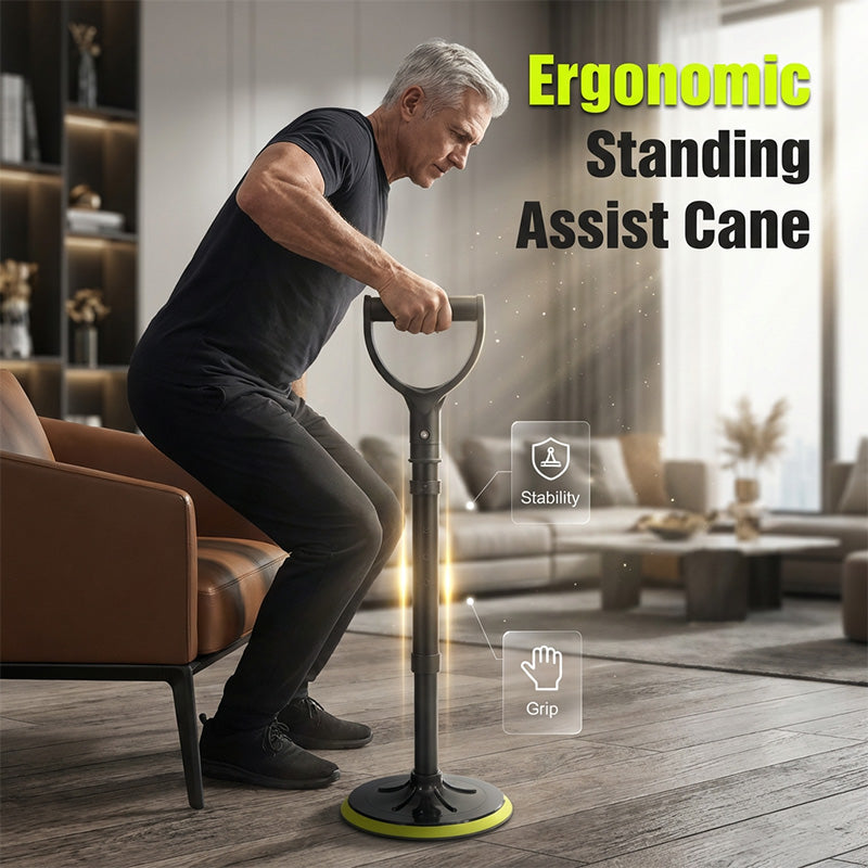 Adjustable Non-Slip Walking Stick with Wide Rubber Base & Ergonomic Handle