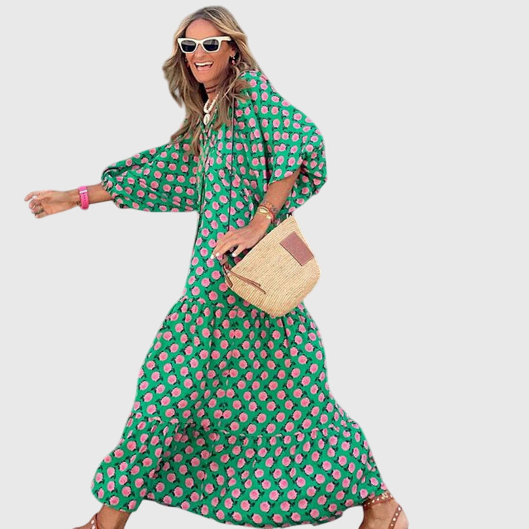 Spring Patterned Maxi Dress For Women