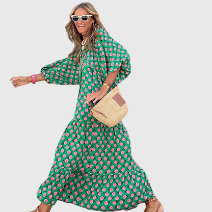 Spring Patterned Maxi Dress For Women