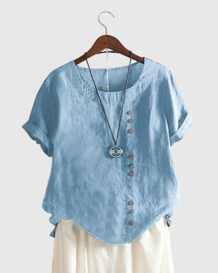 Stylish Asymmetrical Button Blouse
