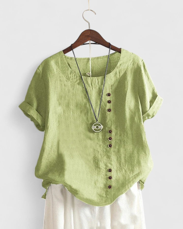 Stylish Asymmetrical Button Blouse