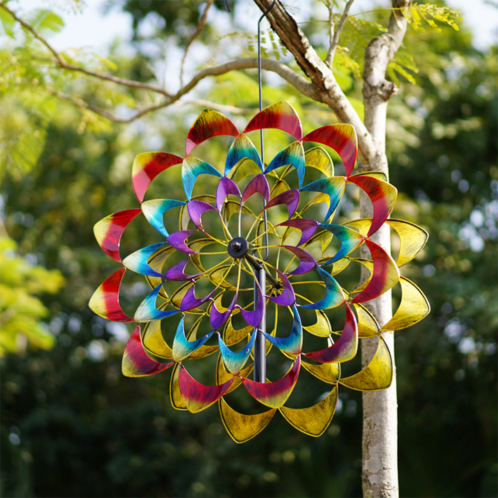 Decorative Metal Garden Windmill with Flower Design for Outdoor Spaces