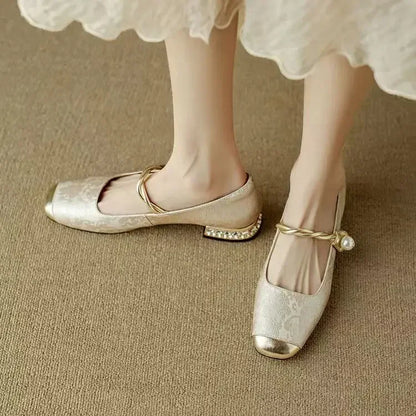 Square-Toe Orthopedic Embellished Flats