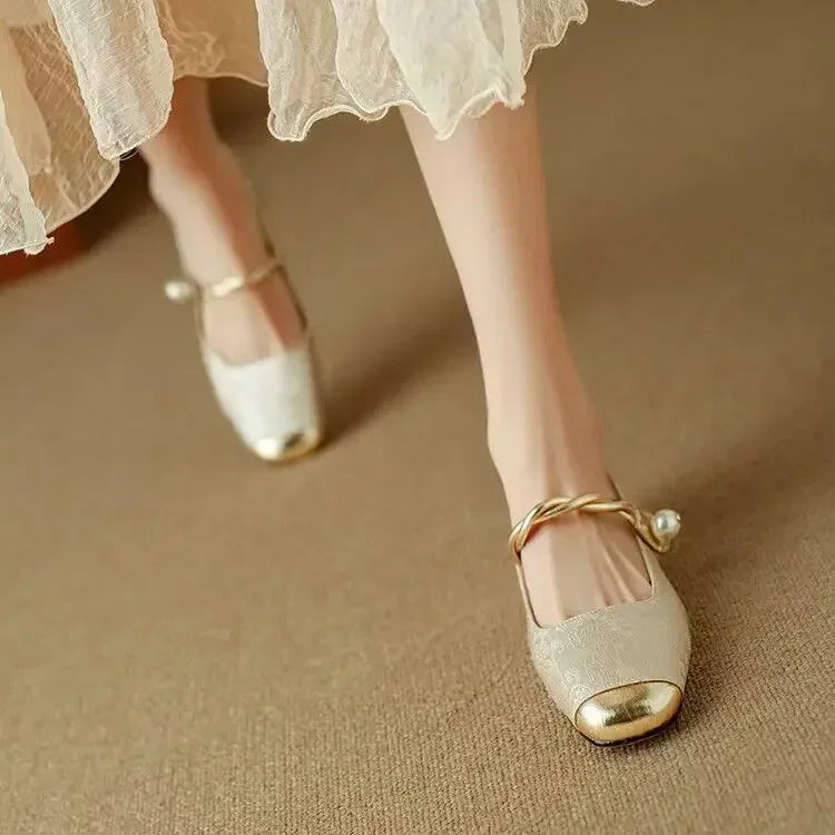 Square-Toe Orthopedic Embellished Flats