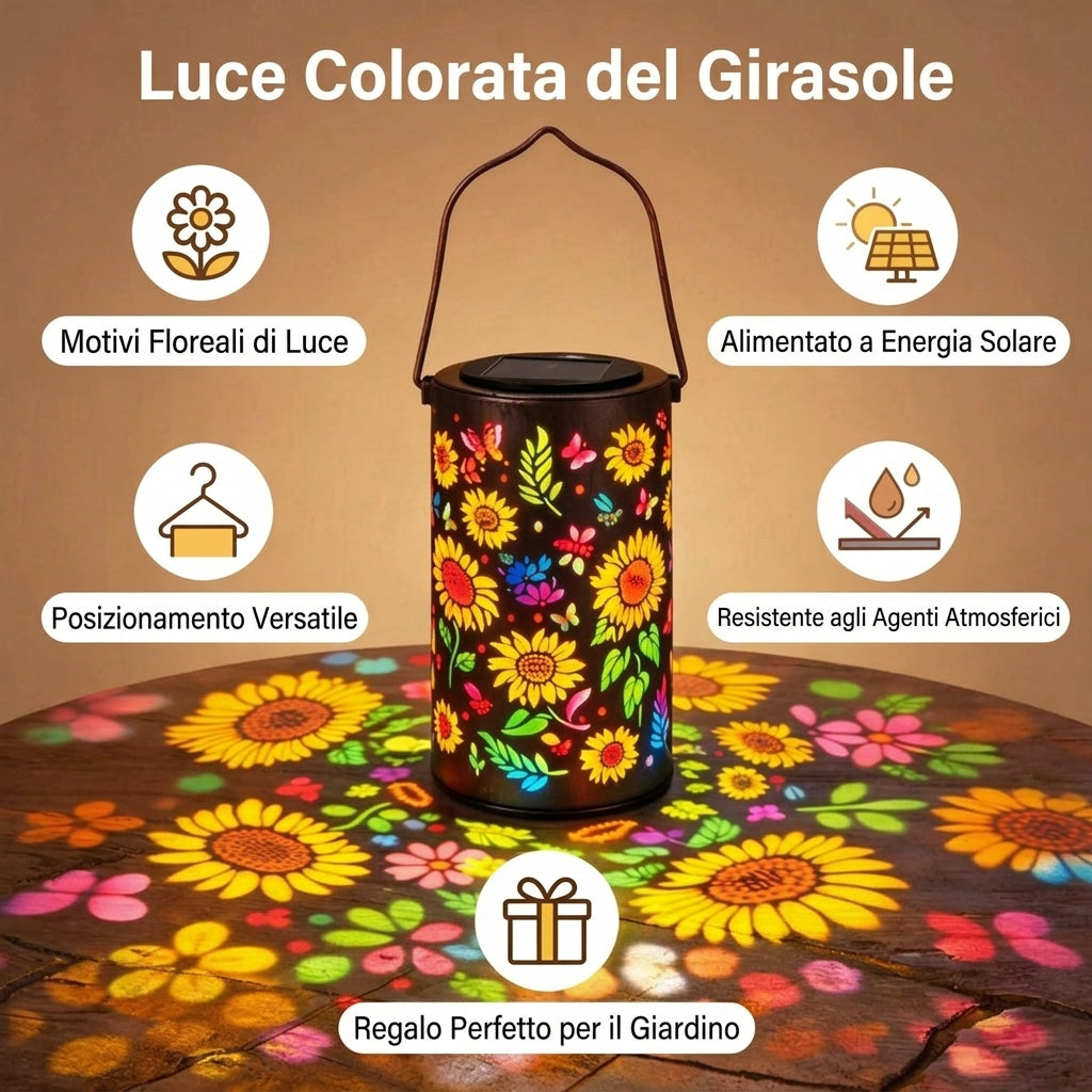Solar Garden Lantern with Flower & Butterfly Shadow Projector