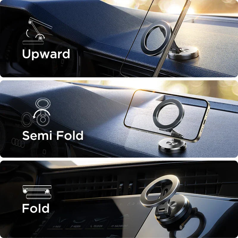 Magnetic Car Phone Holder with 360° Rotation – Foldable Dashboard Mount