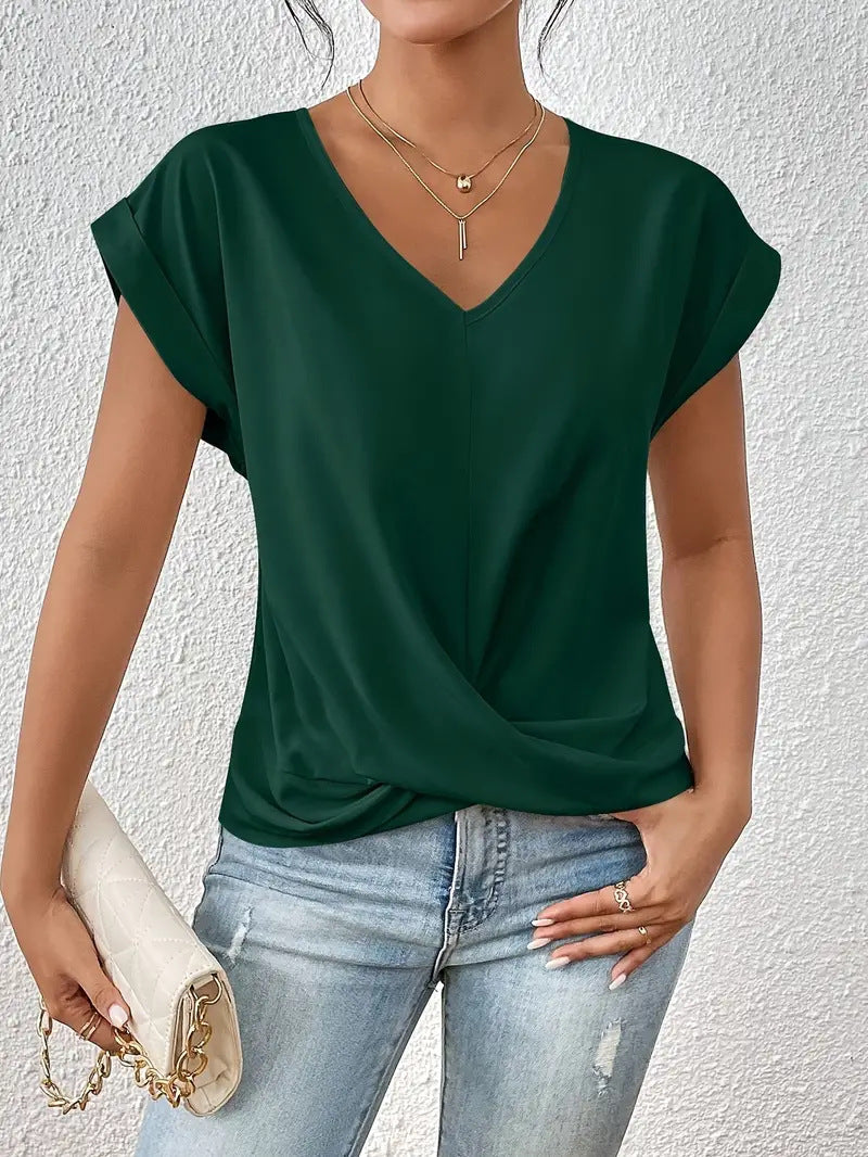 Women’s Tummy-Tucking Draped V-Neck Top