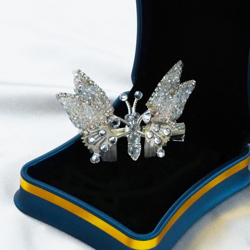Butterfly Hair Clips with Moving Wings & Rhinestones – 8 Pack