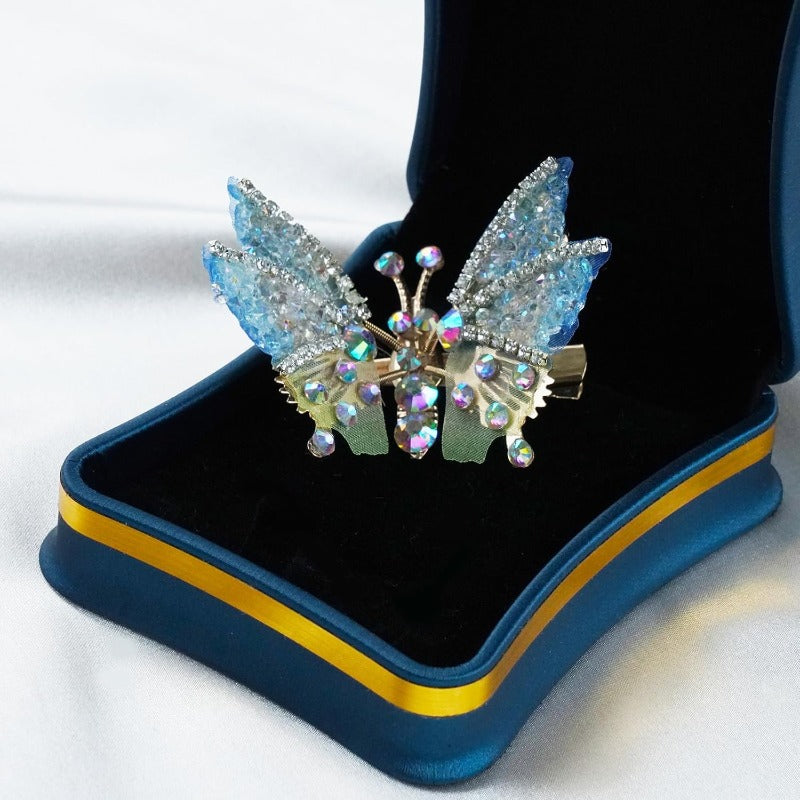 Butterfly Hair Clips with Moving Wings & Rhinestones – 8 Pack