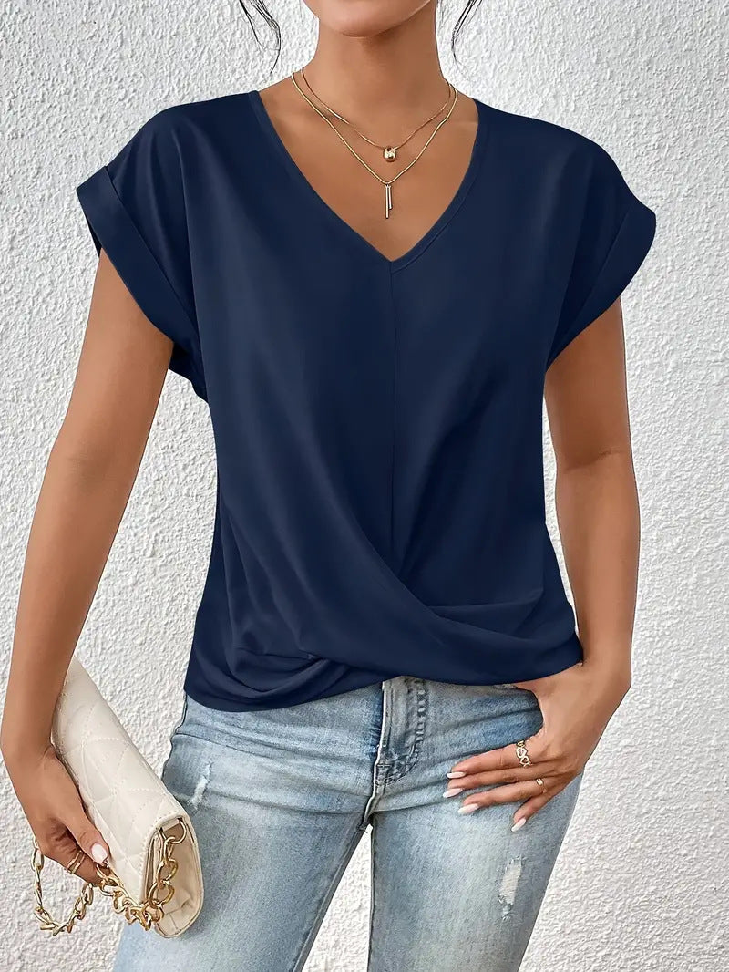 Women’s Tummy-Tucking Draped V-Neck Top