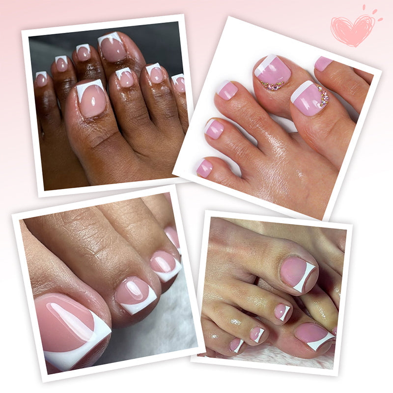 Reusable Press-On Toenails with Gel Base for At-Home Pedicure
