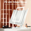 Foldable LED Makeup Mirror with 3 Panels and Adjustable Brightness