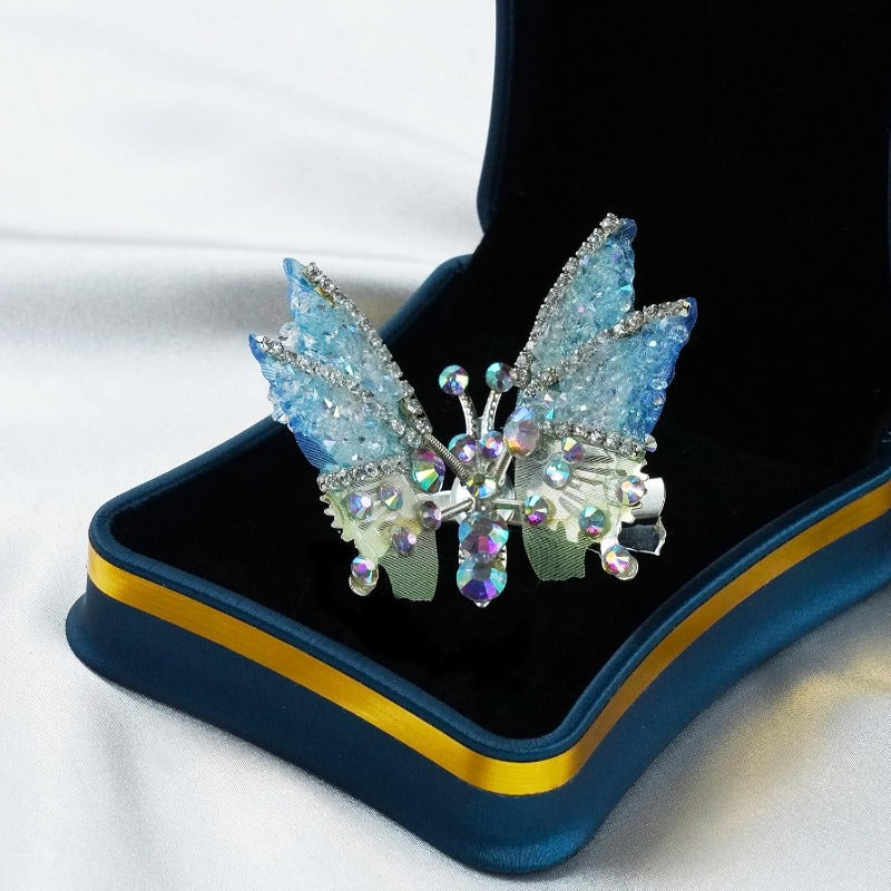 Butterfly Hair Clips with Moving Wings & Rhinestones – 8 Pack