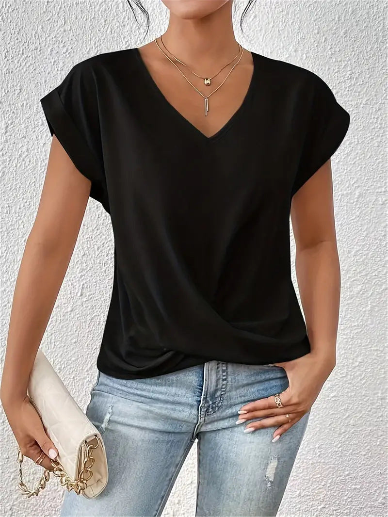 Women’s Tummy-Tucking Draped V-Neck Top