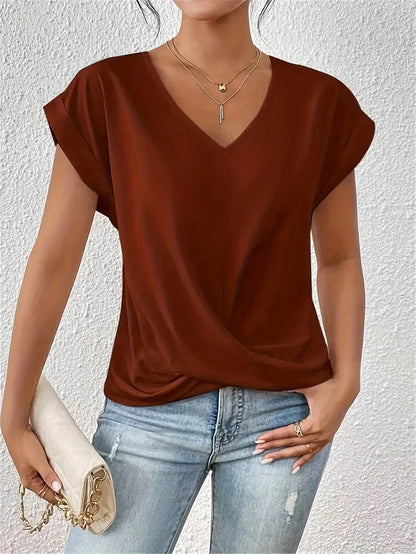Women’s Tummy-Tucking Draped V-Neck Top