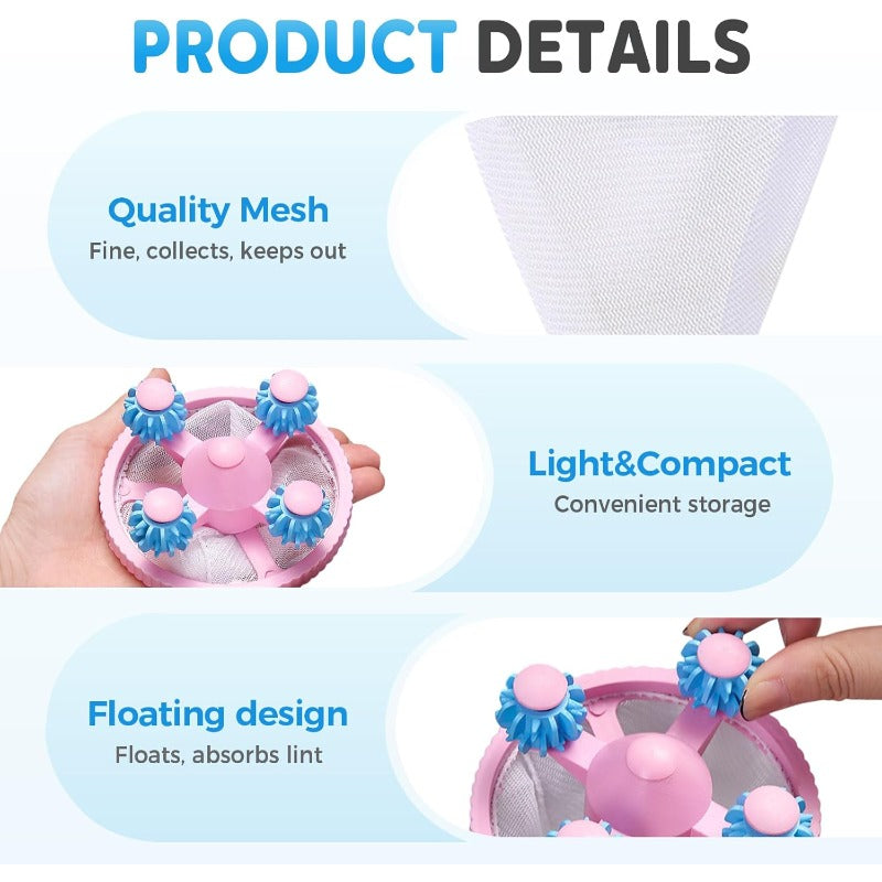 Washing Machine Lint Catcher – Floating Pet Hair & Fluff Filter (8 Pack)