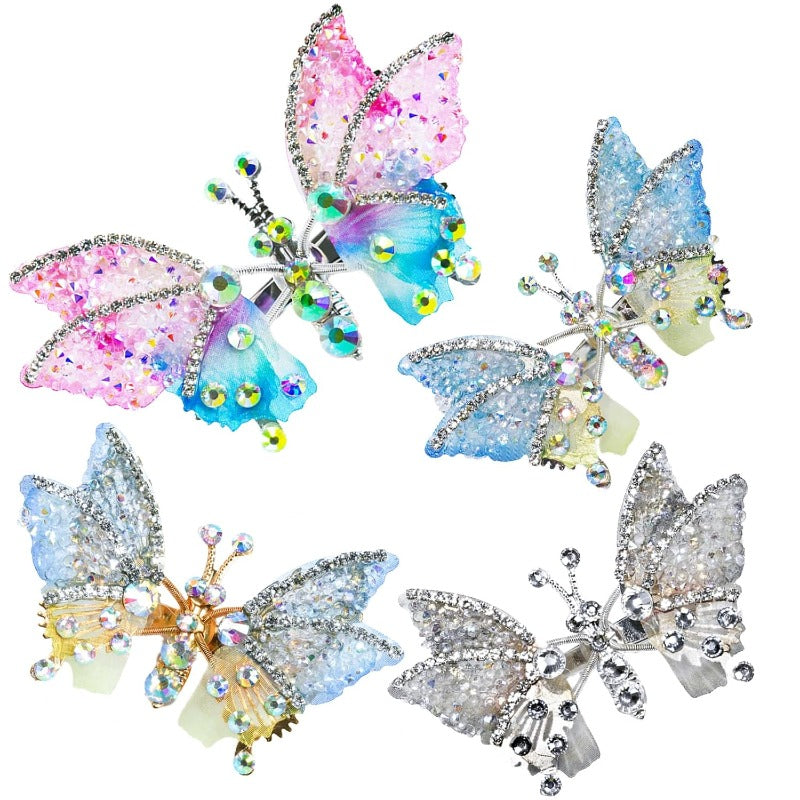 Butterfly Hair Clips with Moving Wings & Rhinestones – 8 Pack