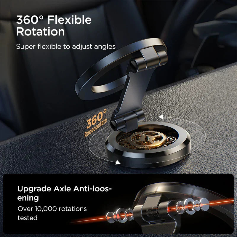 Magnetic Car Phone Holder with 360° Rotation – Foldable Dashboard Mount