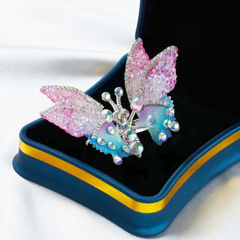 Butterfly Hair Clips with Moving Wings & Rhinestones – 8 Pack