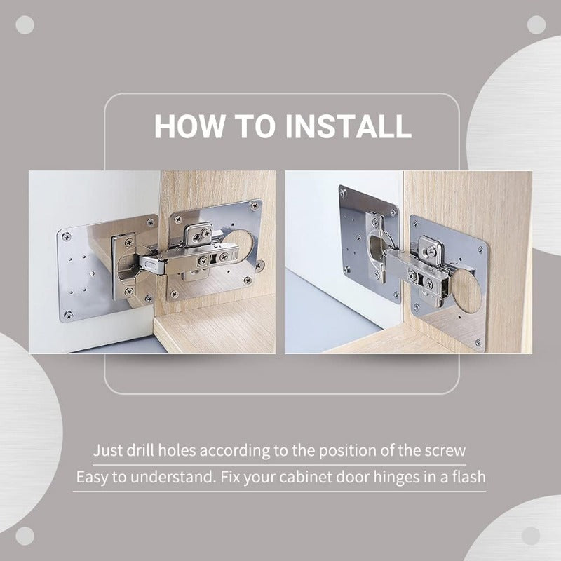 Stainless Steel Hinge Repair Plate for Cabinet Doors – 10 Pack