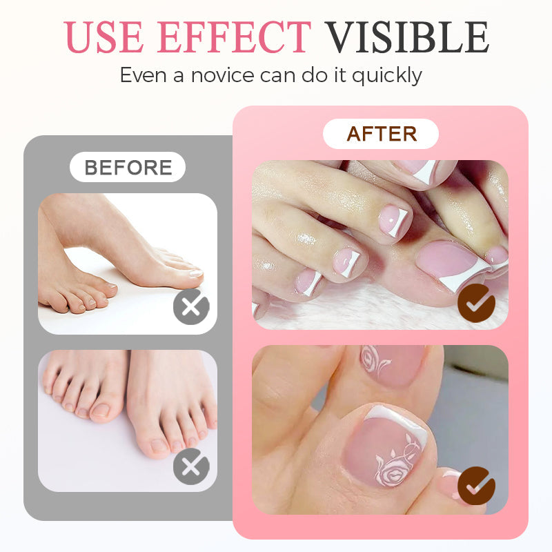 Reusable Press-On Toenails with Gel Base for At-Home Pedicure