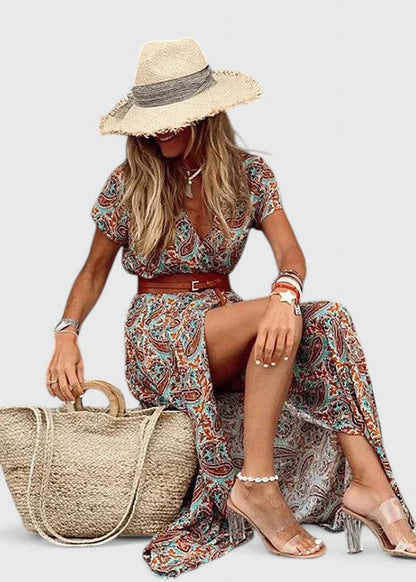 Spring Paisley Maxi Dress For Women
